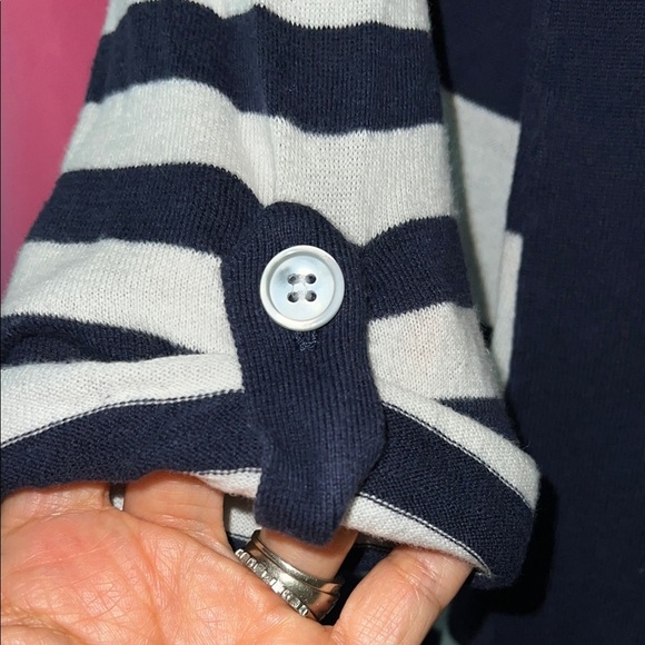 Express Blue and White Knit Cardigan Sweater - Picture 4 of 4
